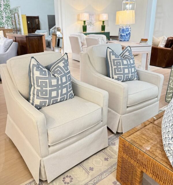 Larson arm swivel chair set in performance fabric Hailey bone  !- $1550 each - Image 8