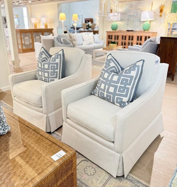 Larson arm swivel chair set in performance fabric Hailey bone  !- $1550 each - Image 7
