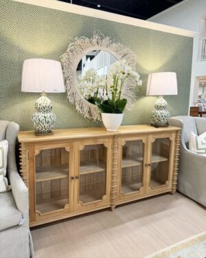 Milano 4-Door Glass Paneled Sideboard | Driftwood