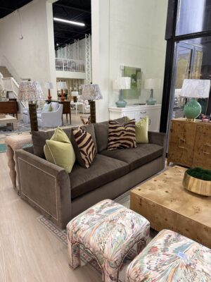 Massoud ZOE 2 cushion sofa in performance velvet banks cafe