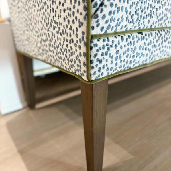 Massoud Claire Upholstered Bench | Lizzy Azul w/ Banks Velvet Zucchini Welting - Image 5
