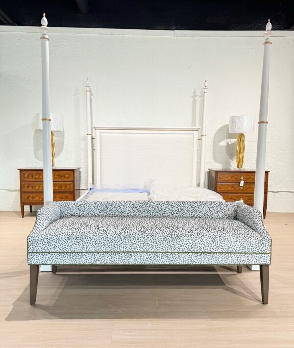 Massoud Claire Upholstered Bench | Lizzy Azul w/ Banks Velvet Zucchini Welting - Image 2