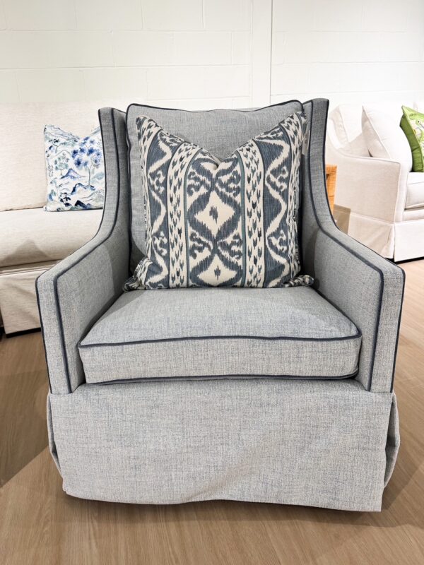 Set of (2) Lee Industries Swivel Glide Memory Down Chairs | Solstice Beach w/ McKenzie Lake Welting - Image 5
