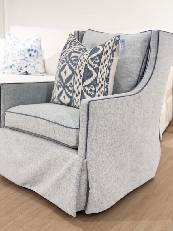 Set of (2) Lee Industries Swivel Glide Memory Down Chairs | Solstice Beach w/ McKenzie Lake Welting - Image 6