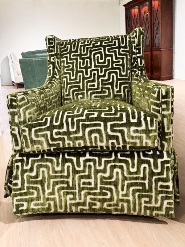 Set of (2) Massoud Greer Swivel Rock Skirted Chairs | Indio Lime - Image 2