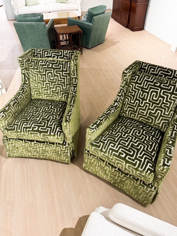 Set of (2) Massoud Greer Swivel Rock Skirted Chairs | Indio Lime - Image 4