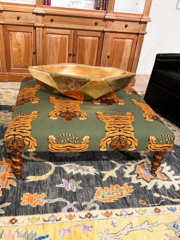 CR Laine Spool Leg Upholstered Ottoman | Tigers Eye