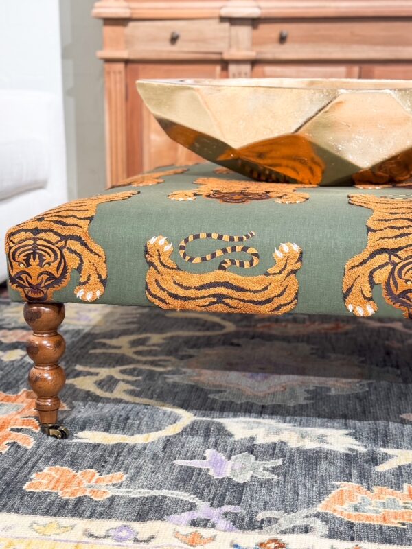 CR Laine Spool Leg Upholstered Ottoman | Tigers Eye - Image 2