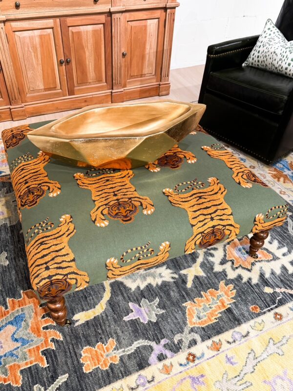 CR Laine Spool Leg Upholstered Ottoman | Tigers Eye - Image 4