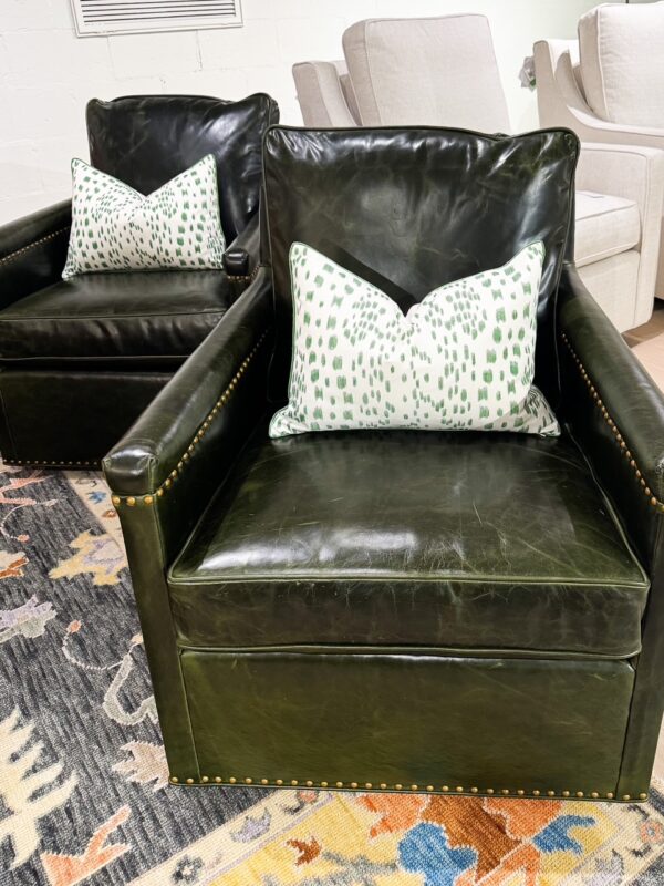 Set of (2) CR Laine Brookland Genuine Leather Swivel Chairs | Winchester Forest - Image 2
