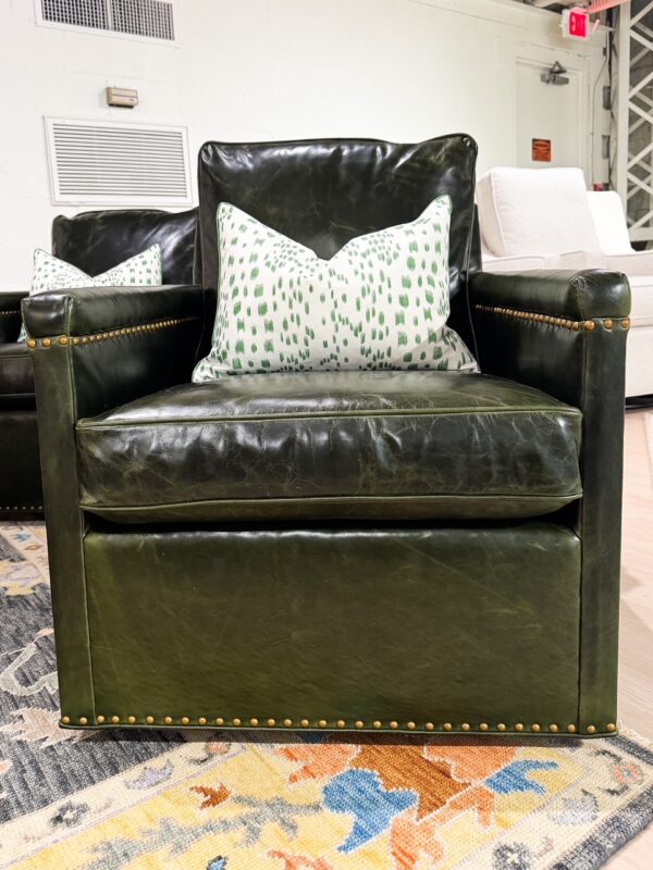 Set of (2) CR Laine Brookland Genuine Leather Swivel Chairs | Winchester Forest