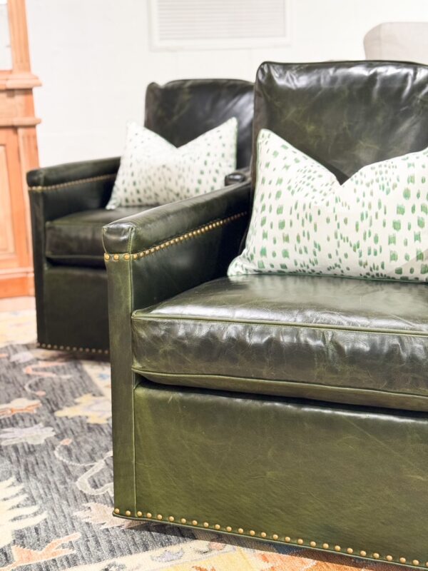 Set of (2) CR Laine Brookland Genuine Leather Swivel Chairs | Winchester Forest - Image 3