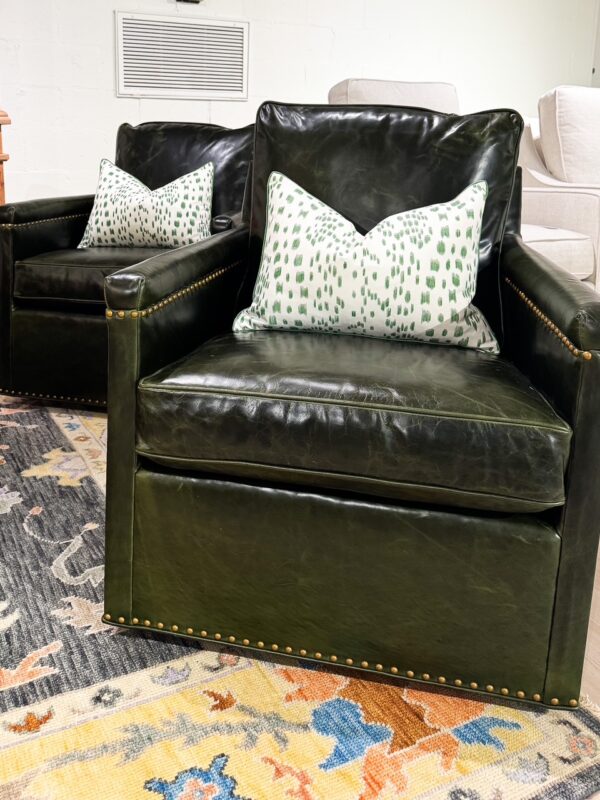 Set of (2) CR Laine Brookland Genuine Leather Swivel Chairs | Winchester Forest - Image 4