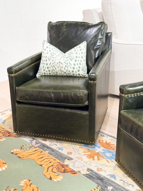 Set of (2) CR Laine Brookland Genuine Leather Swivel Chairs | Winchester Forest - Image 5