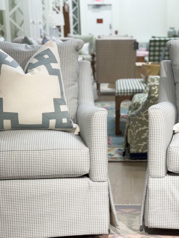 SINGLE Guilford Swivel Glider Chair | Houndstooth Mist | one left! - Image 3