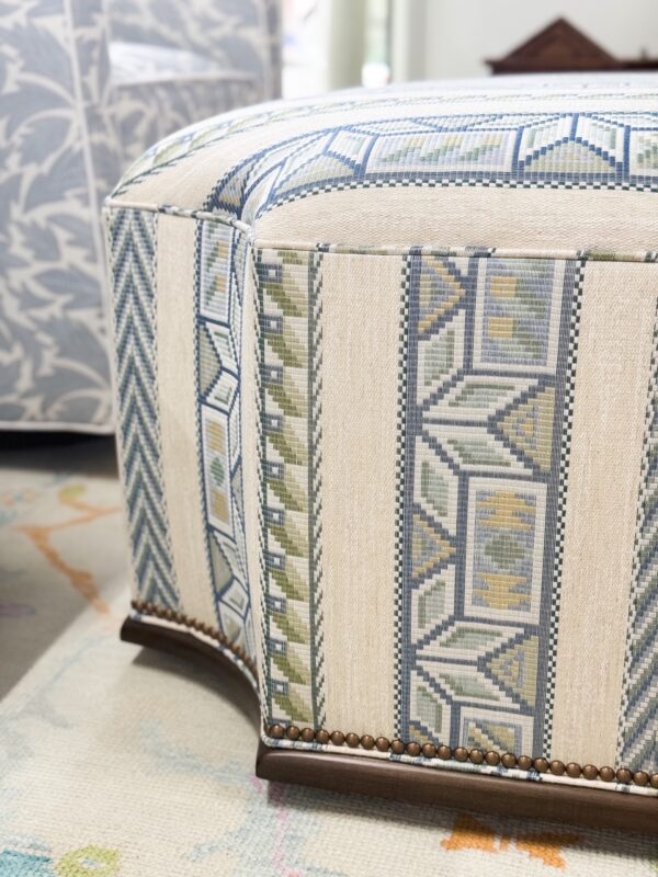 Upholstered Furrow Ottoman w/ Nail Head Trim | Ritchie Seaglass - Image 3