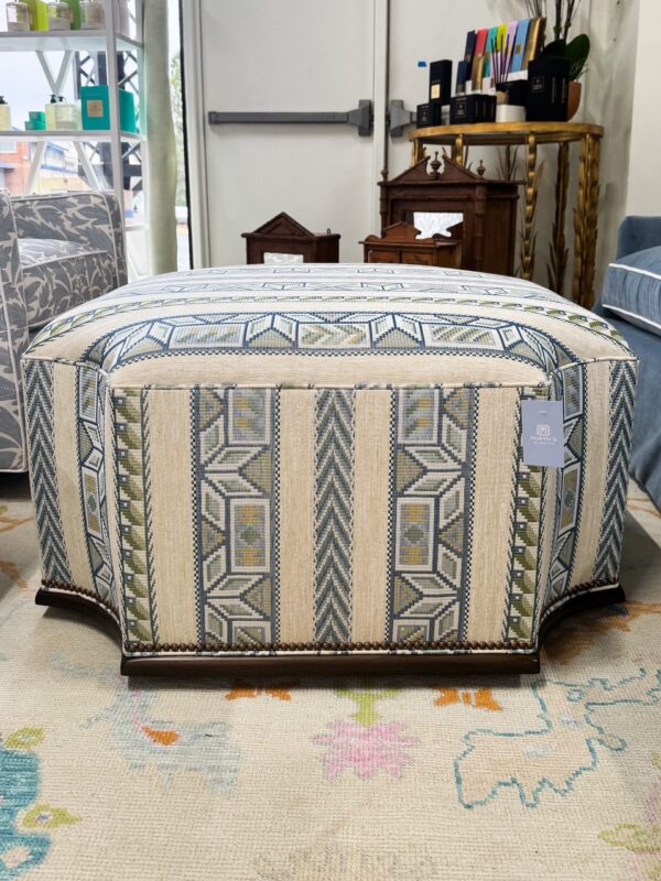 Upholstered Furrow Ottoman w/ Nail Head Trim | Ritchie Seaglass