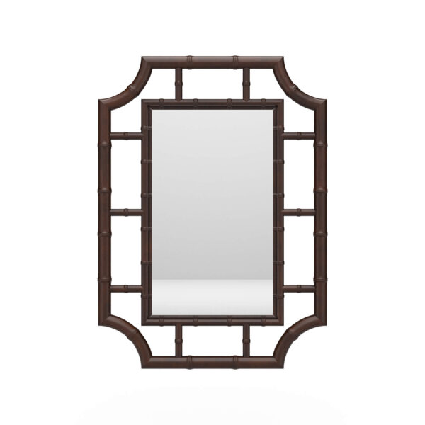 Small Faux Bamboo Mirror | Teak Brown