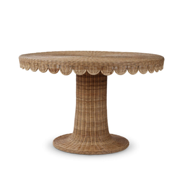 Scalloped Rattan 48" Round Dining Table | Natural