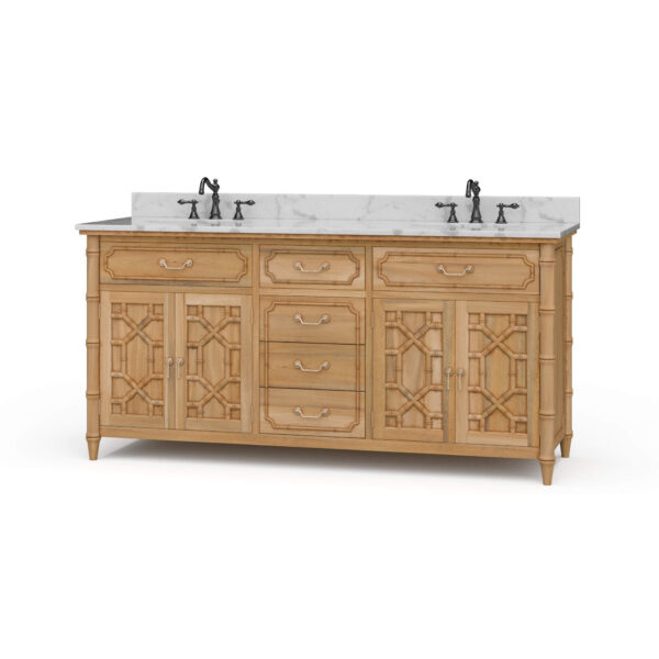 Grosvenor Faux Bamboo Marble Top Double Vanity | Driftwood