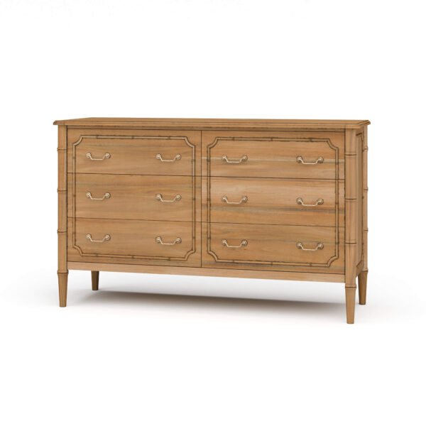 Chelsea Largish Faux Bamboo 6 Drawer Dresser | Driftwood