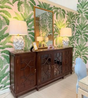 Grosvenor Glass Front & Fuax Bamboo Sideboard | brown Finish