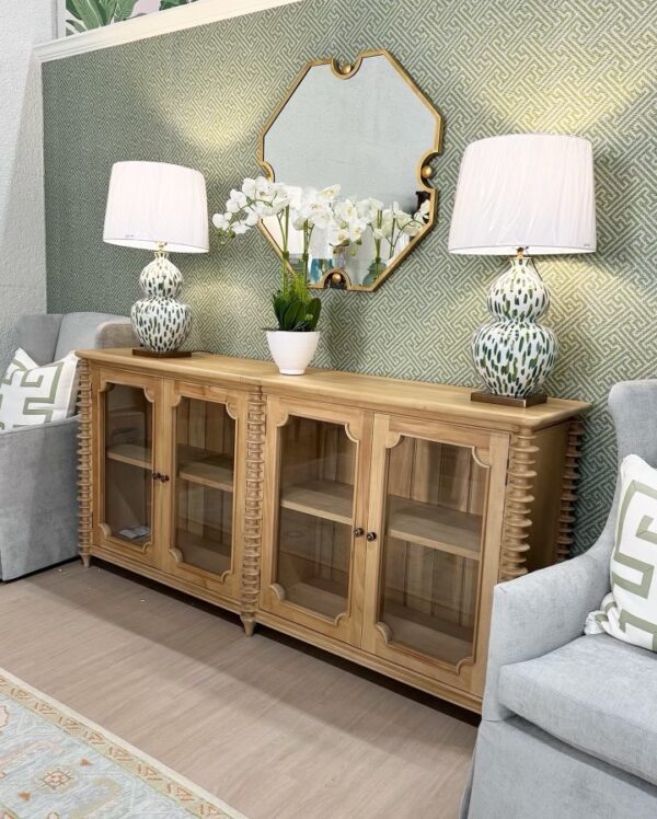 Milano 4-Door Glass Paneled Sideboard | Driftwood - Image 6