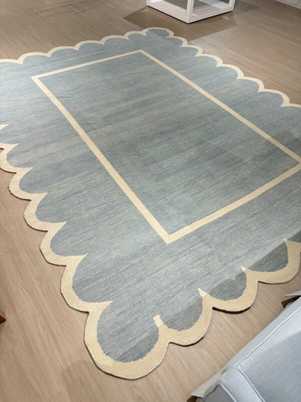 9x12 Turkish oushack rug blue scalloped - Image 7