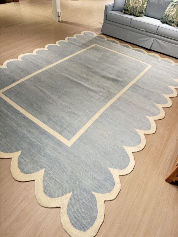 9x12 Turkish oushack rug blue scalloped - Image 5