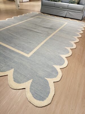 9x12 Turkish oushack rug blue scalloped