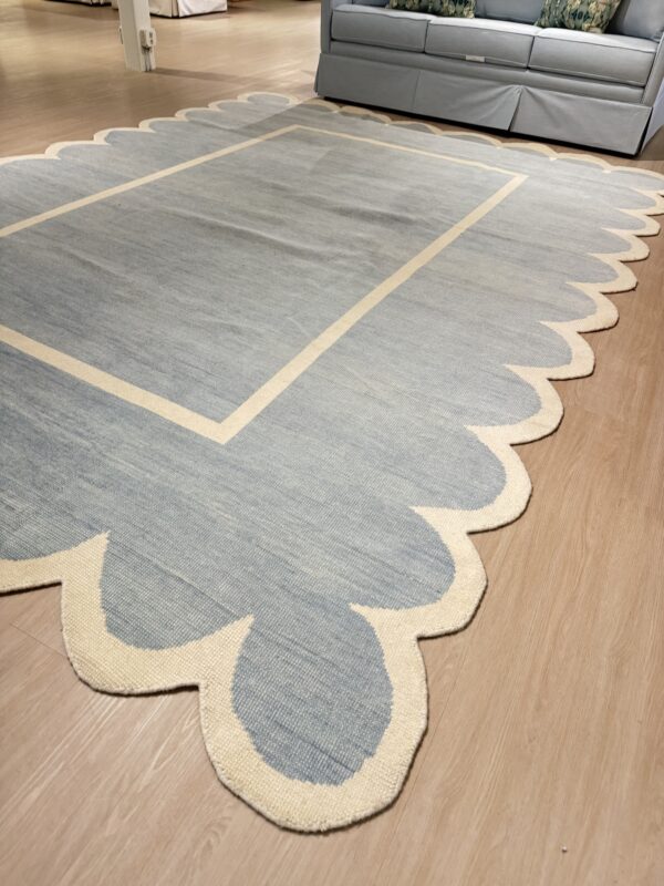 9x12 Turkish oushack rug blue scalloped