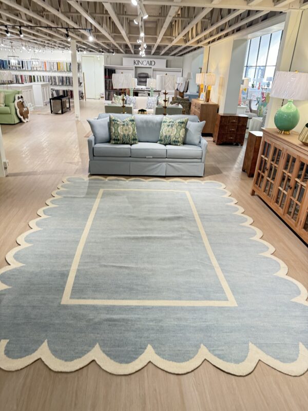 9x12 Turkish oushack rug blue scalloped - Image 2