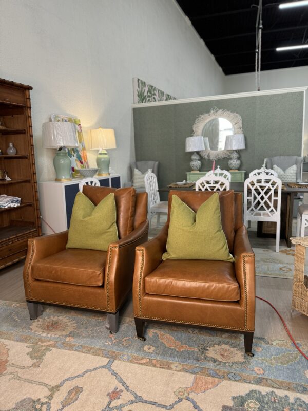 Set of Wesley hall leather chairs with brass nailheads!

$3600  each! - Image 5