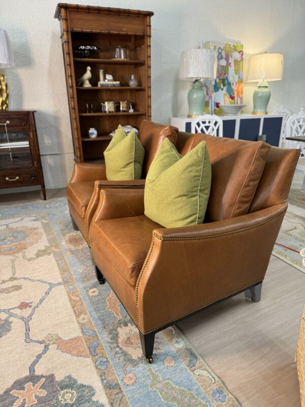 Set of Wesley hall leather chairs with brass nailheads!

$3600  each! - Image 4