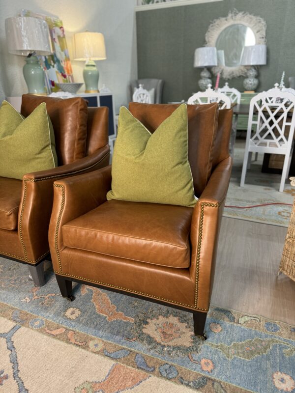 Set of Wesley hall leather chairs with brass nailheads!

$3600  each! - Image 7