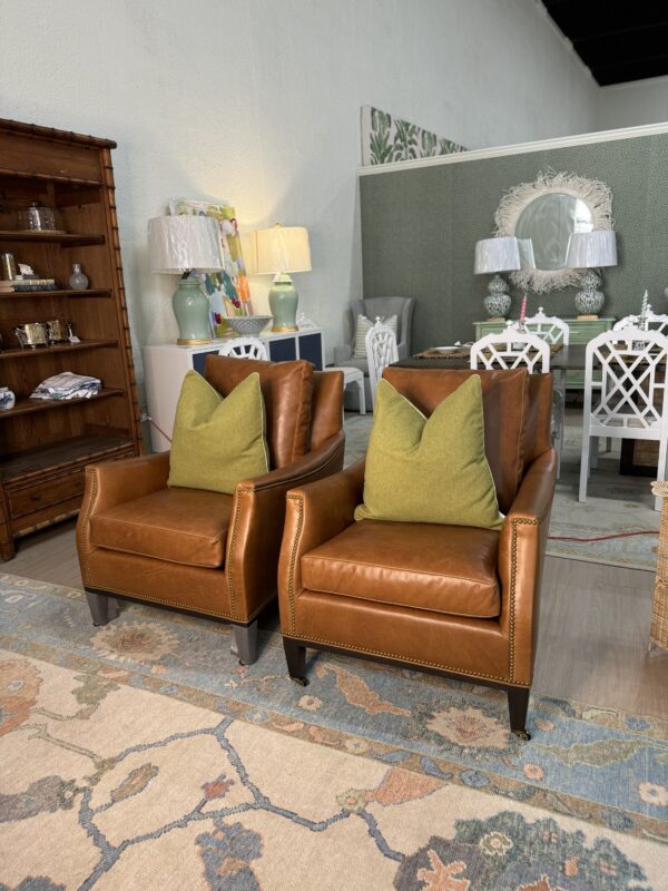Set of Wesley hall leather chairs with brass nailheads!

$3600  each! - Image 6