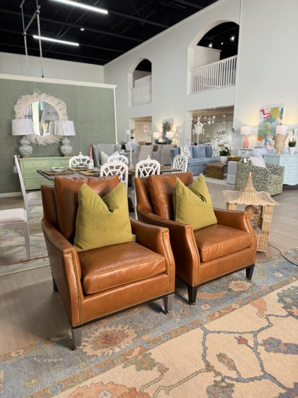 Set of Wesley hall leather chairs with brass nailheads!

$3600  each! - Image 3