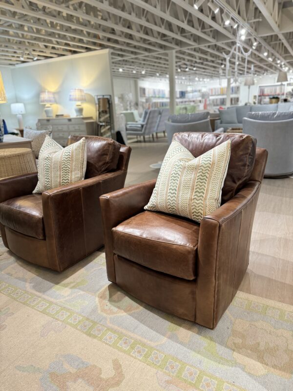 Custom set of leather swivel chairs CRLAINE $2950 each - Image 8