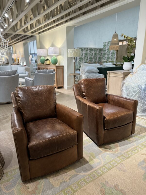 Custom set of leather swivel chairs CRLAINE $2950 each - Image 7