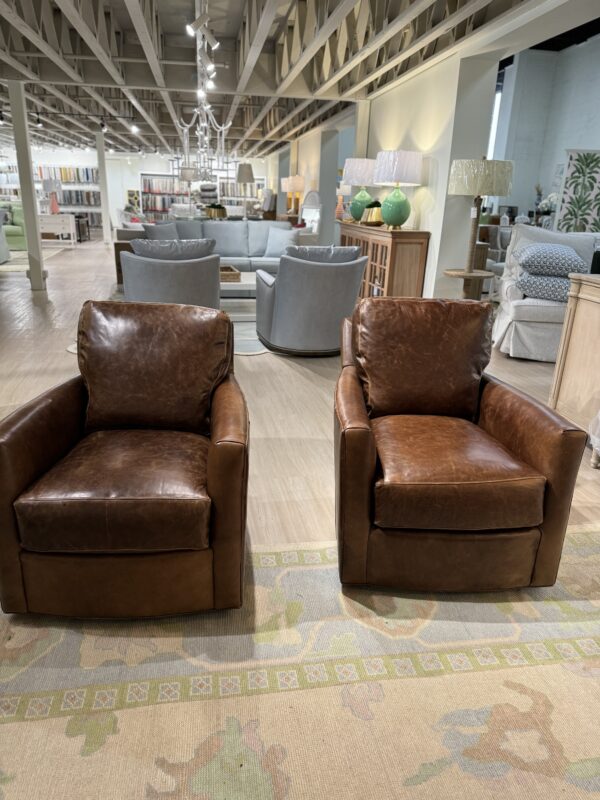 Custom set of leather swivel chairs CRLAINE $2950 each - Image 3