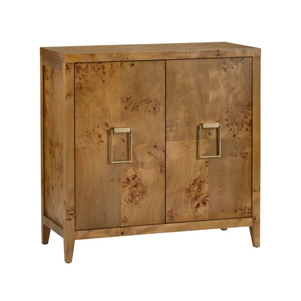 Richmondd burl wood 2 door mini console chest - Image 4