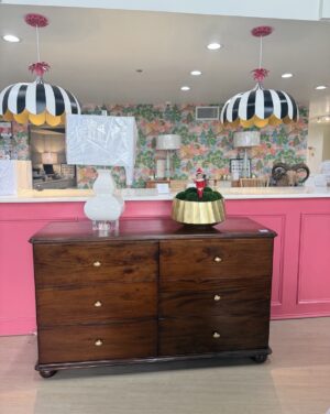 Luna six drawer dresser in Teak Brown finish