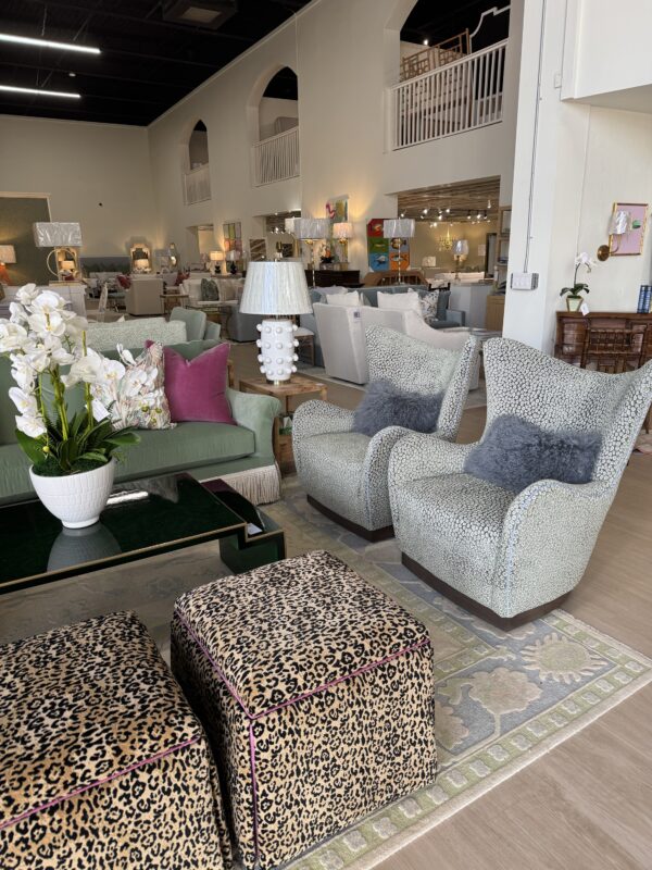 Set of 2! Hans swivel wing chair. $2950 each in fabric, ocelot sage these are cleaning code S - Image 2