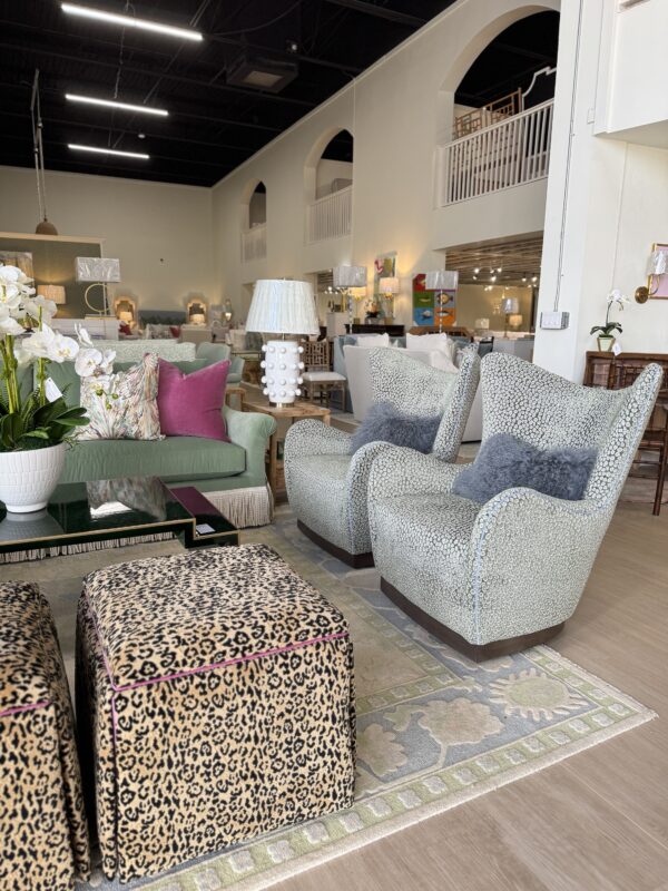 Set of 2! Hans swivel wing chair. $2950 each in fabric, ocelot sage these are cleaning code S - Image 3