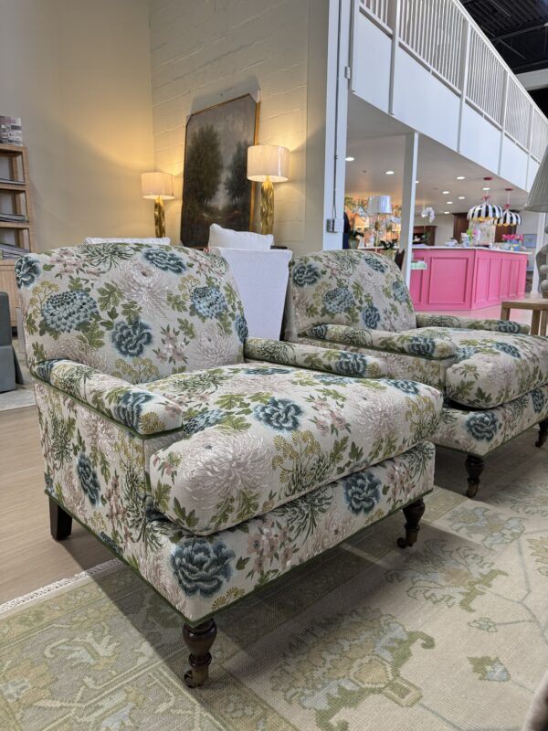 Set of two poppy stationary chairs in fabric welted in green   Velvet - Image 3