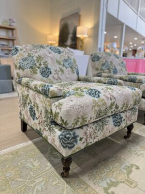 Set of two poppy stationary chairs in fabric welted in green   Velvet
