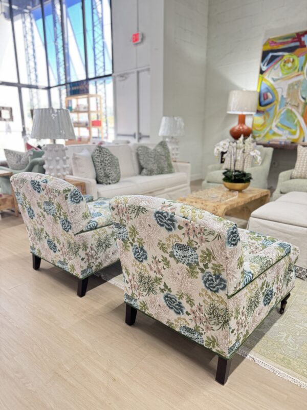 Set of two poppy stationary chairs in fabric welted in green   Velvet - Image 5
