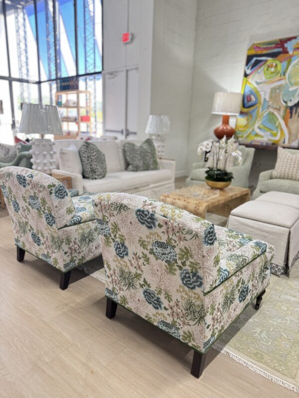 Set of two poppy stationary chairs in fabric welted in green   Velvet - Image 6