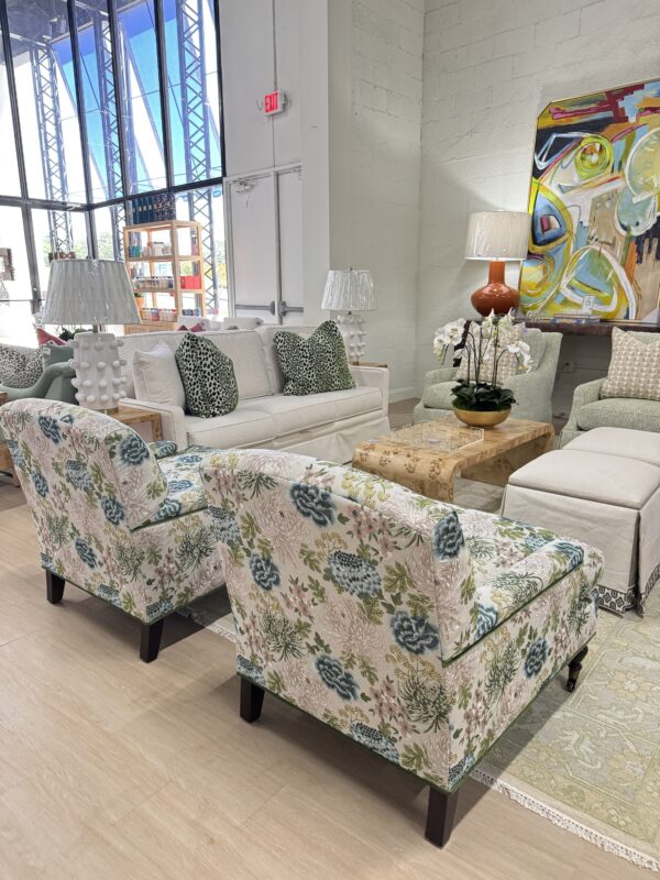 Set of two poppy stationary chairs in fabric welted in green   Velvet - Image 7