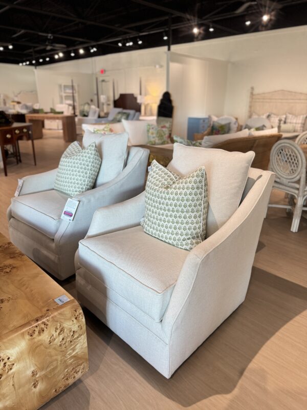 Poppy’s line AM swivel & rock chair and bleach cleanable fabric revolution Hailey bone - Image 4